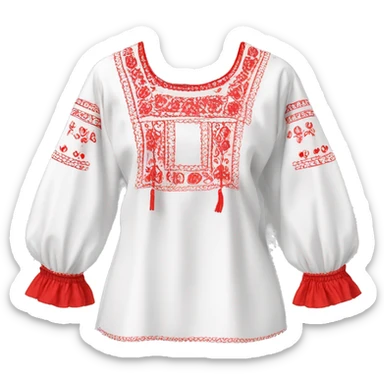  Blouse vyshyvanka, white with red embodiary on sleeves sticker