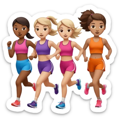 girls running together (have appropriate clothes) sticker