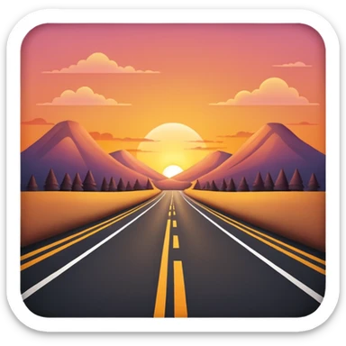 road with sunset sticker
