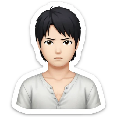 Sasuke. White low cut shirt, sticker