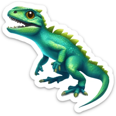 Cyan Shiny Lizard-Reptile-Raptor-Fakémon with dark-blue patterns Full Body sticker