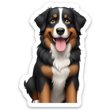 happy bernese mountain dog / australian shepherd mix (slim posture, blue eyes) sticker