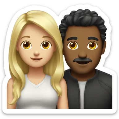 Man with dark hair huggs smaller blonde girl sticker