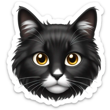 long haired cat black with white spot sticker