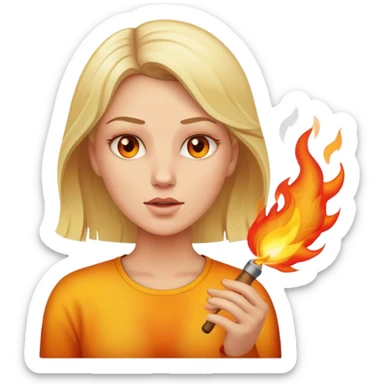 Blond woman exhaling fire sticker