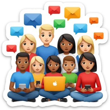 digital project, team collaborating online sticker