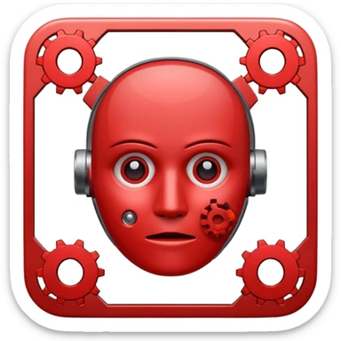 Broken Face ID scanner icon with red X and gears settings nearby, flat UI style alert. sticker