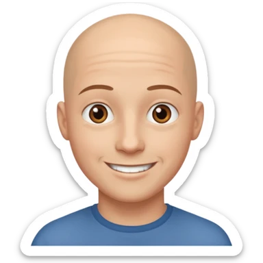 homme chauve jeune sans barbe yeux marrons sourrir sticker