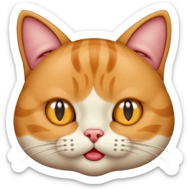 Very sus looking cat with spit coming out of their  mouth and dreaming eyes sticker