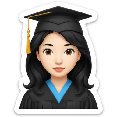 Graduate asian black hair with wavy hair long  sticker