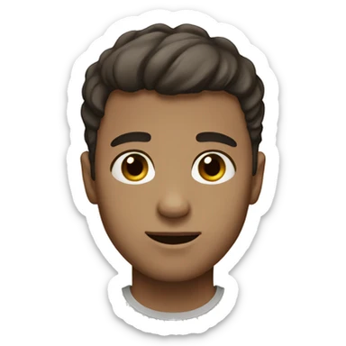 White boy with short dark brown hair, with bangs, brown eyes sticker