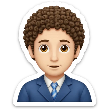 jewish man's face, wearing a tiny yarmulke and curly hair strands sticker