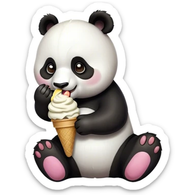 Panda eating ice cream sticker