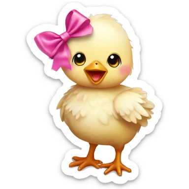Baby chicken with pink bow sticker