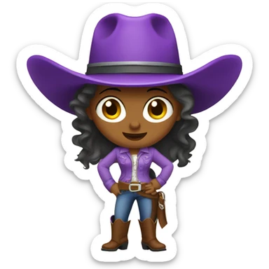 Cowgirl wearing purple cowboy hat sticker
