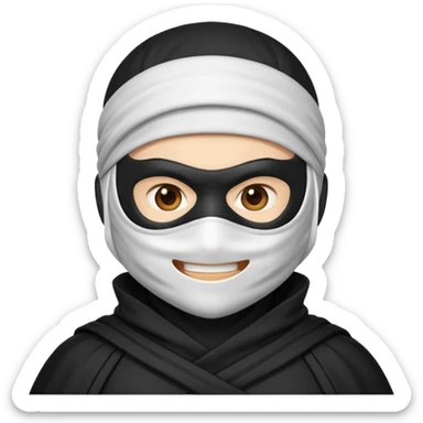 Emoji de ninja capa blanca sticker