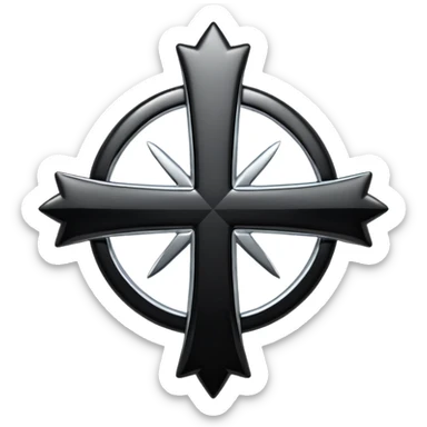 Black star, chrome cross sticker