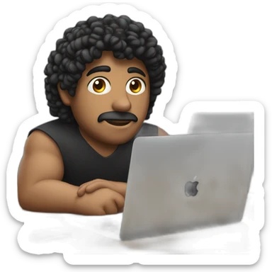 Latin Computer engineer hair black on desk with laptop Apple MacBook Pro  sticker