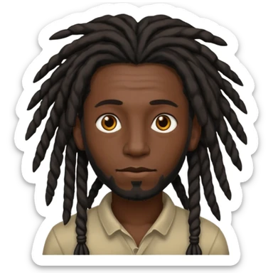 man with dreadlocks and black skin sticker