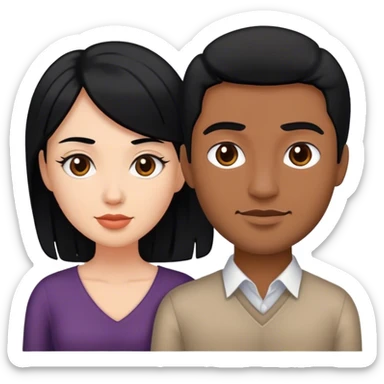Quiero que sea una pareja y que la mujer sea peli negra y el hombre sea moreno  sticker