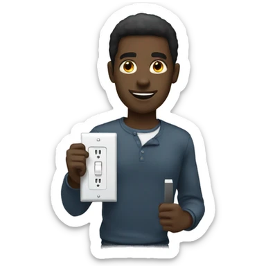 Black guy holding a light switch  sticker