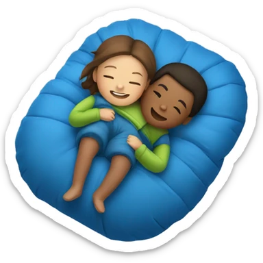 a girl and a boy cuddling in a single sleeping bag together  sticker
