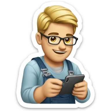 a young guy master repairing iPhones sticker