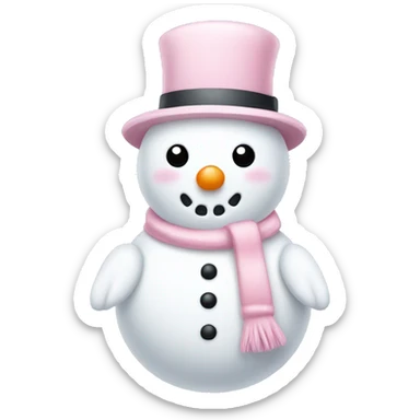 Cute white and light pink snowman sticker
