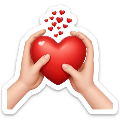 two hands giving and receiving a heart sticker