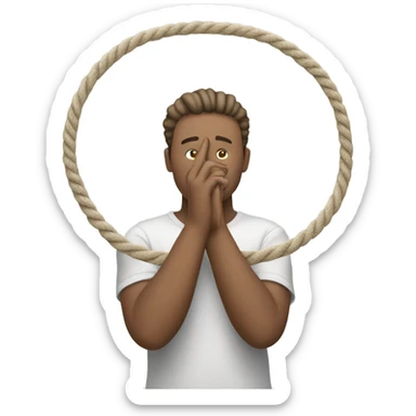 Person holding circular rope sticker