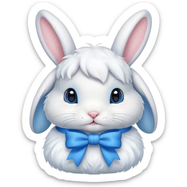 Coquette white bunny with blue bow sticker