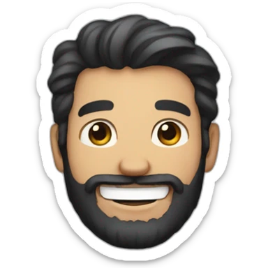 bearded man with dark hair and big smile sticker