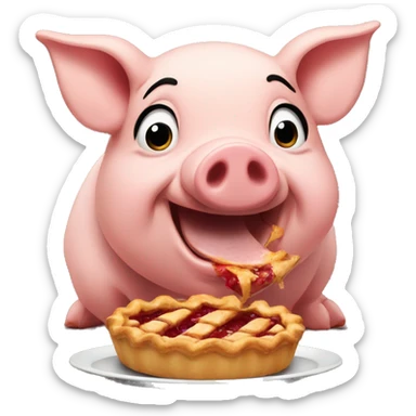 Pig eating pie sticker
