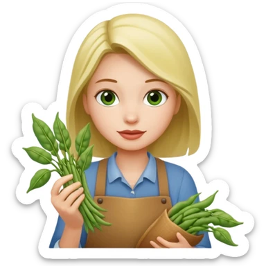 Young girl harvesting green beans sticker