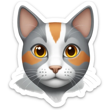 gray orange and white cat sticker