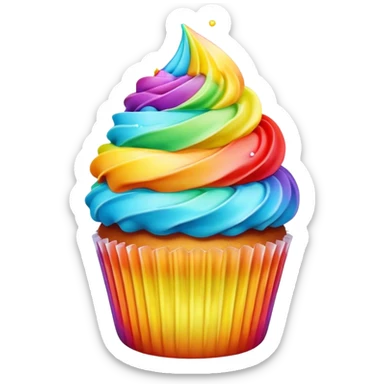 a rainbow iced cupcake sticker