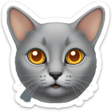 a grey lop-eared cat with orange eyes sticker