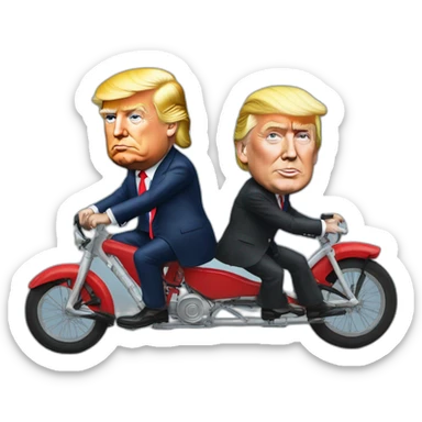 Donald trump et Emanuel Macron sur un vélo sticker
