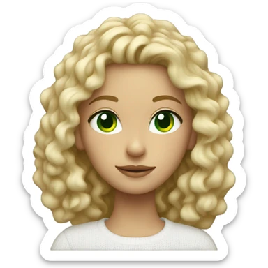 girl with blonde curly hair green eyes in white sweater sticker