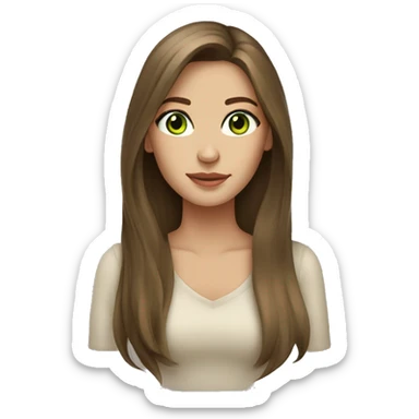 beautiful woman long brown hair green eyes beige skin sticker