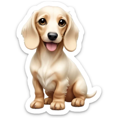 mini long-haired puppy dachshund cream white colors full body side sticker