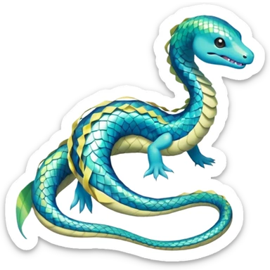 Sleek Serpentine Aquatic Ribbon-bodied Elegant Pokémon-Fakémon-Digimon-Creature, (full body) sticker