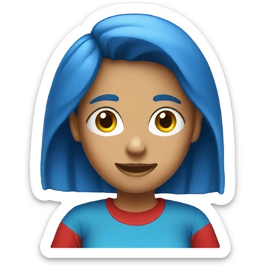 a woman with blue hair in red tshirt sticker