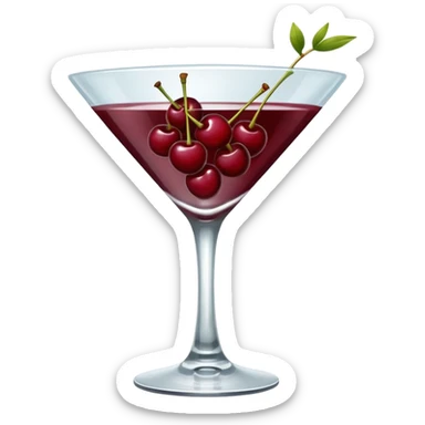 martini glass with burgundy cherries sticker