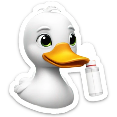 duck with an inhaler sticker