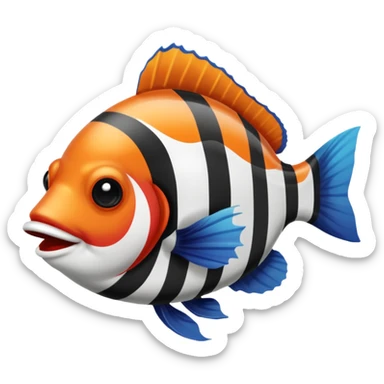 Poisson clown noir et blanc sticker
