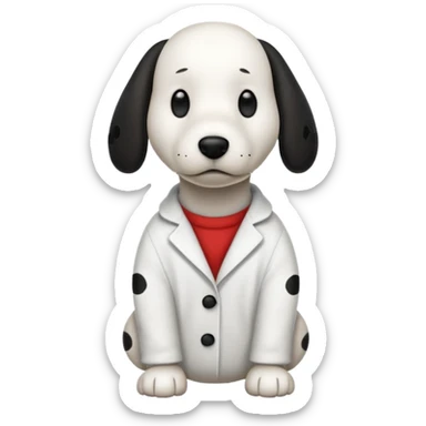 Un perro disfrazado de snoppy sticker