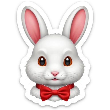 White rabbit with red bow tie sticker