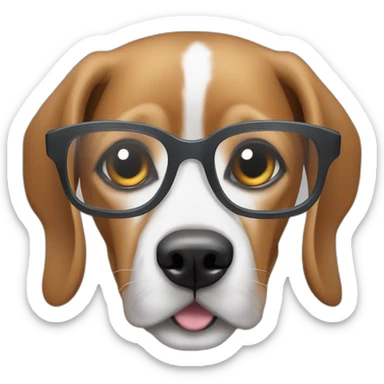 Dog Gray beagle with mastin, Gray Eyes with Glasses sticker