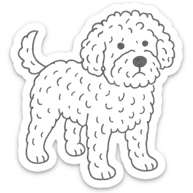 roan Lagotto Romagnolo dog hand-drawn outline icon sticker